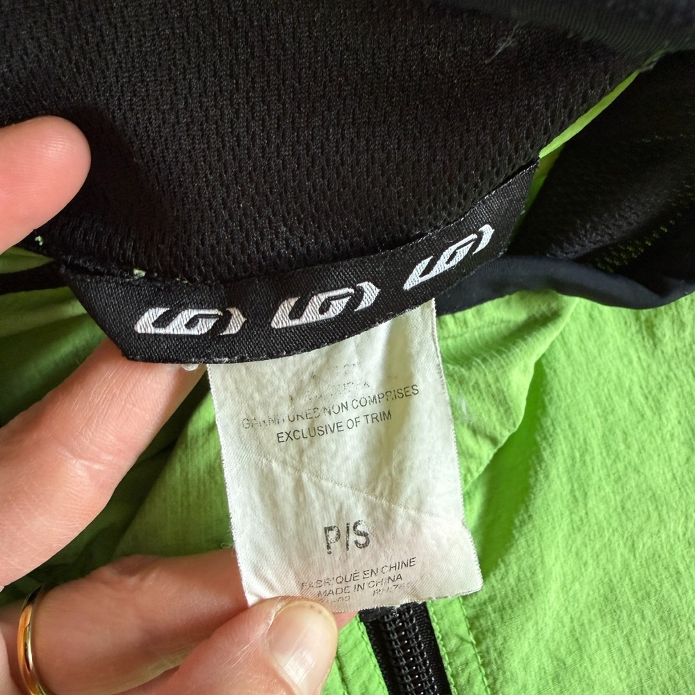 VTG Louis Garneau Fill-Zip Windbreaker Cycling Jacket Mens‎ S Green Lightweight - Picture 6 of 10
